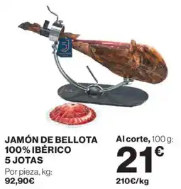 Hipercor Jamón de bellota 100% ibérico 5 jotas oferta