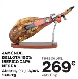 Hipercor Jamón de bellota 100% ibérico capa negra oferta