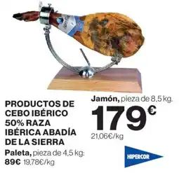 Hipercor Productos de cebo ibérico 50% raza ibérica abadía de la sierra oferta