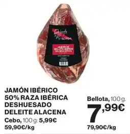 Hipercor Jamón ibérico 50% raza ibérica deshuesado deleite alacena oferta