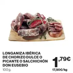 Hipercor Longaniza ibérica de chorizo dulce o picante o salchichón oferta