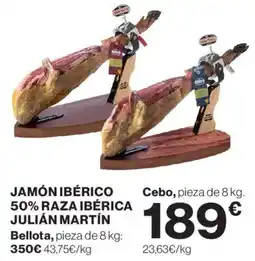 Hipercor Jamón ibérico 50% raza ibérica julián martín oferta