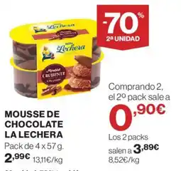 Hipercor La Lechera Mousse de chocolate oferta