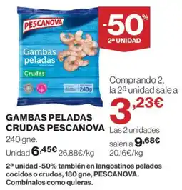 Hipercor Pescanova Gambas peladas crudas oferta