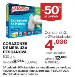 Hipercor Pescanova Corazones de merluza oferta
