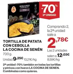 Hipercor Tortilla de patata con cebolla la cocina de senén oferta