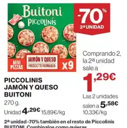 Hipercor Buitoni Piccolinis jamón y queso oferta