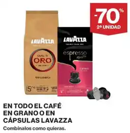 Hipercor Lavazza en todo el café en grano o en cápsulas oferta