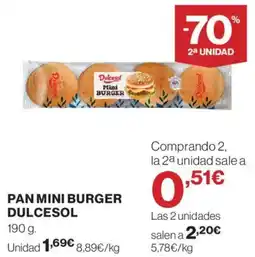 Hipercor Dulcesol Pan mini burger oferta
