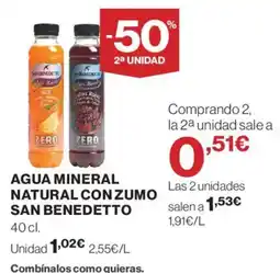 Hipercor San Benedetto Agua mineral natural con zumo oferta