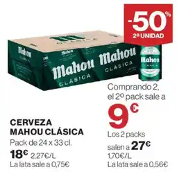 Hipercor Mahou Clásica Cerveza oferta