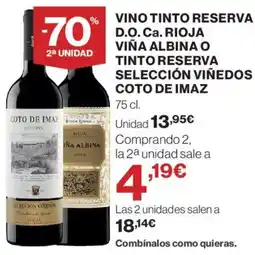 Hipercor Vino tinto reserva d.o. ca. rioja vino tinto reserva selección viñedos coto de imaz oferta