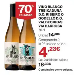 Hipercor Vino blanco treixadura d.o. ribeiroo godello d.o. valdeorras via barrosa oferta