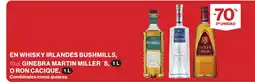 Hipercor En whisky irlandés bushmills, ginebra martin miller's, o ron cacique oferta