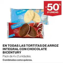 Hipercor Bicentury En todas las tortitas de arroz integral con chocolate oferta