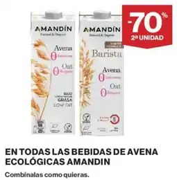 Hipercor Amandin En todas las bebidas de avena ecológicas oferta