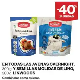Hipercor En todas las avenas overnight, y semillas molidas de lino, linwoods oferta
