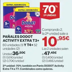 Hipercor Pañales dodot activity extra t3+ oferta