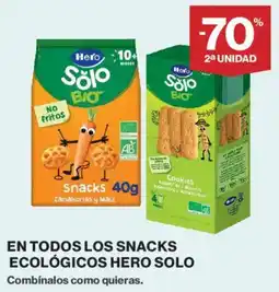 Hipercor Hero Solo En todos los snacks ecológicos oferta