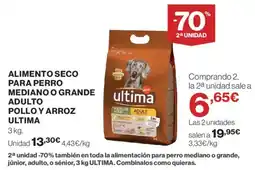 Hipercor Ultima Alimento seco para perro mediano o grande adulto pollo y arroz oferta
