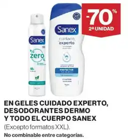 Hipercor Sanex En geles cuidado experto, desodorantes dermo y todo el cuerpo oferta