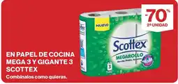 Hipercor Scottex En papel de cocina mega 3 y gigante 3 oferta