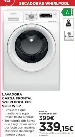 Hipercor Whirlpool Lavadora carga frontal oferta