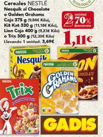 NESTLÉ Cereales Nesquik al Chocolate Golden Grahama Caja Kit Kat Lion Caja