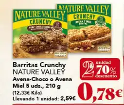 Gadis NATURE VALLEY Barritas Crunchy Avena-Choco o Avena Miel oferta
