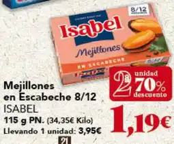 Gadis ISABEL Mejillones en Escabeche 8/12 oferta
