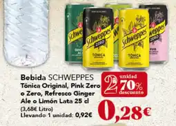 Gadis SCHWEPPES Bebida Tónica Original, Pink Zero o Zero, Refresco Ginger Ale o Limón oferta