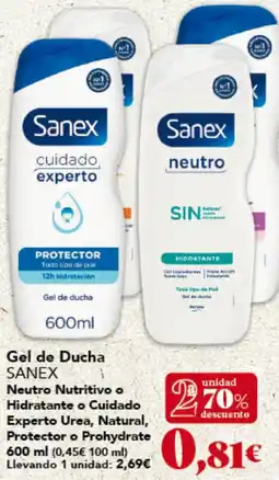 Gadis SANEX Gel de Ducha Neutro Nutritivo o Hidratante o Cuidado Experto Urea, Natural, Protector o Prohydrate oferta