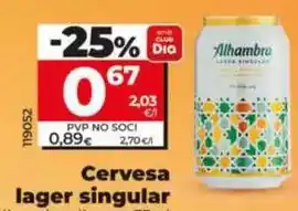 Dia Alhambra - cerveza lager singular oferta