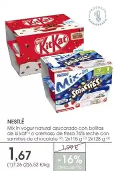 Supermercados Plaza Nestlé - mix in yogur natural azucarado con bolitas de k kat o cremoso de fresa oferta