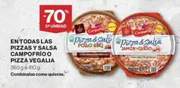 Hipercor En todas las pizzas y salsa campofrío o pizza vegalia oferta