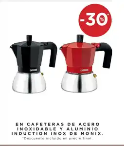 Hipercor En cafeteras de acero inoxidable y aluminio induction inox de monix oferta