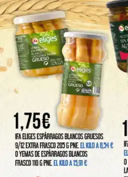 Claudio IFA ELIGES Espárragos blancos gruesos 9/12 extra frasco oferta