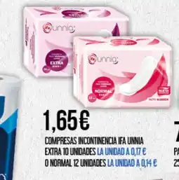 Claudio IFA UNNIA Compresas incontinencia extra 10 unidades oferta