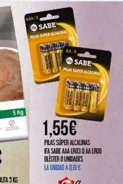 Claudio IFA SABE Pilas súper alcalinas aaa lr03 o aa lr06 blíster 8 unidades oferta
