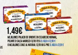 Claudio Mejillones palacio de oriente en escabeche normal, picante o salsa marisco 13/18 oferta