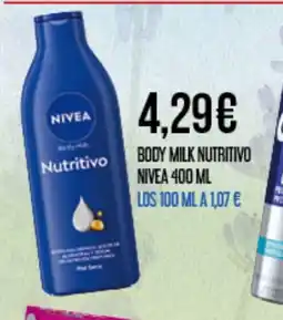 Claudio NIVEA Body milk nutritivo oferta
