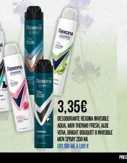 Claudio Desodorante rexona invisible aqua, men thermo fresh, aloe vera, bright bouquet o invisible oferta