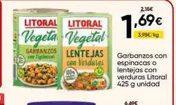 FROIZ LITORAL Garbanzos con espinacas o lentejas con verduras oferta