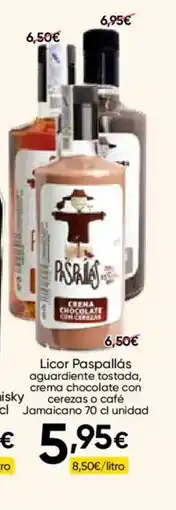 FROIZ Licor Paspallás aguardiente tostada, crema chocolate con cerezas o café oferta