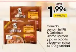 FROIZ ULTIMA Comida perro mini Fit & Delicious salmón y pavo o pollo y buey en salsa oferta