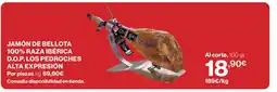 Hipercor Jamón de bellota 100% raza ibérica d.o.p. los pedroches alta expresión oferta