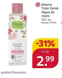 Rossmann ALTERRA Tònic facial Aigua de roses oferta