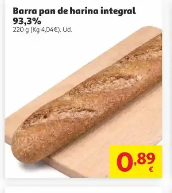 Barra pan de harina integral 93,3%