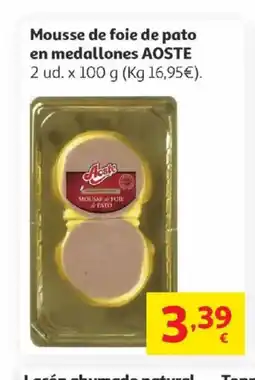 Alcampo AOSTE Mousse de foie de pato en medallones oferta