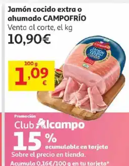 Alcampo CAMPOFRÍO Jamón cocido extra o ahumado oferta